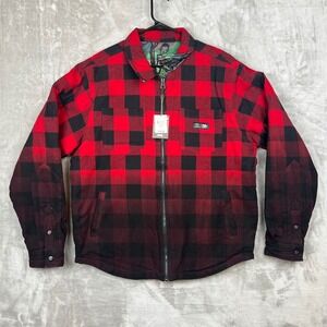 Tango Hotel ABSTRK Reversable Men's Red Black Plaid Zip Up Jacket Large
